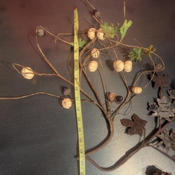 Autumn Wire Wreath Decor Accents Acorn Pumpkin Fall Leaves - Picture 6 of 14